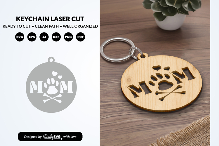 Dog MOMPaw Keychain SVG - Pet Lover Laser Cut File