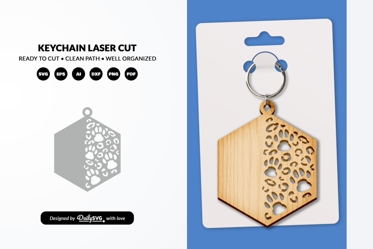 Dog Paw Keychain SVG - Pet Lover Laser Cut File