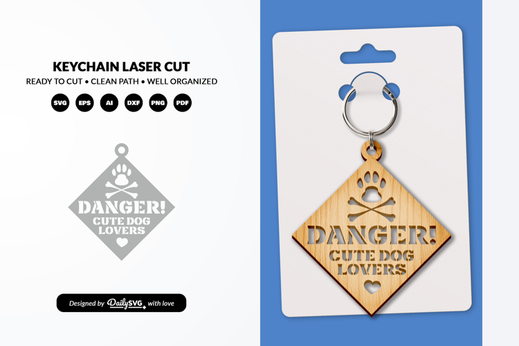 Dog Paw Keychain SVG - Pet Lover Laser Cut File