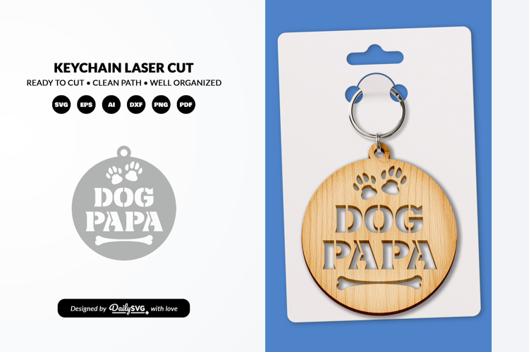 Dog Paw Keychain SVG - Pet Lover Laser Cut File