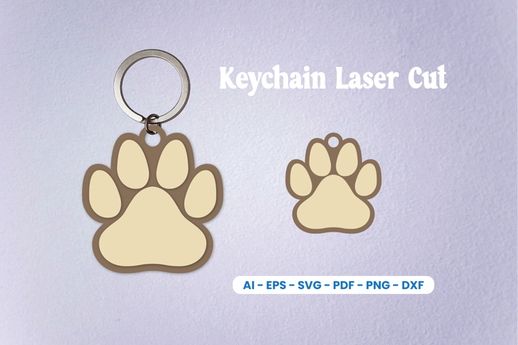 Dog Paw Keychain Laser Cut SVG | Pet Lover Heart Keychain