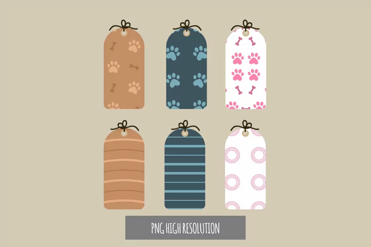 Dog Paws Patterned Shaped Tag