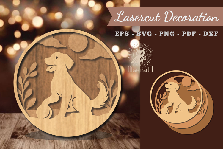 Dog Playing Ball Lasercut Decoration