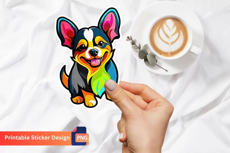 Dog Printable Sticker, Dog Sticker Sheet