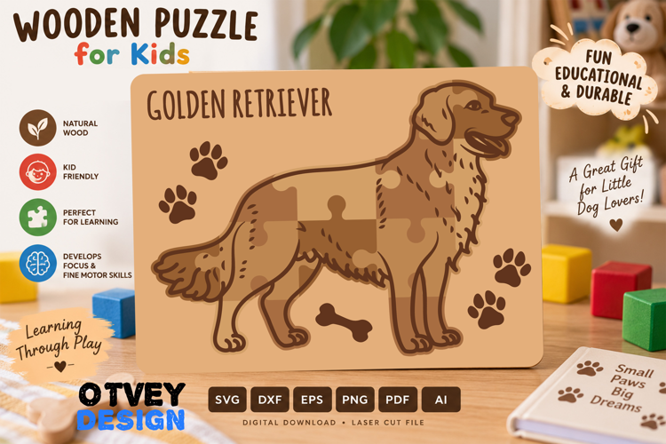 Kids Dog Puzzles SVG Educational Puzzles Laser Cut