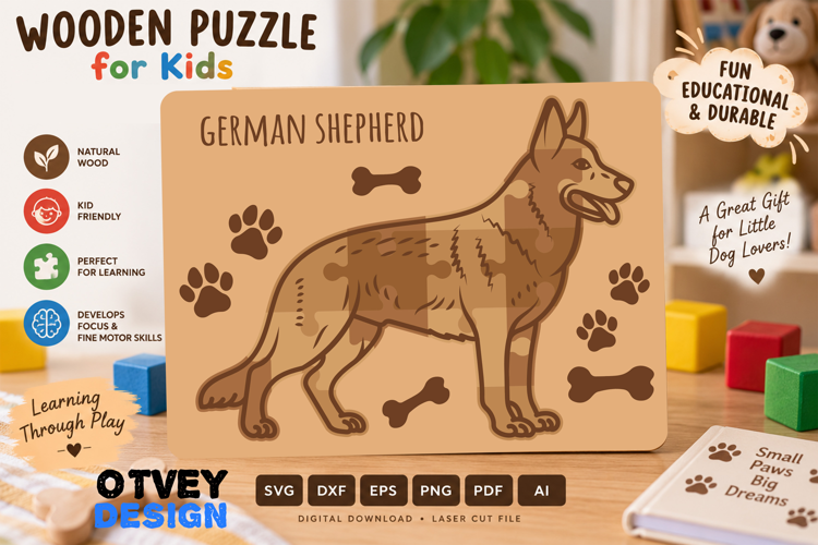 Kids Dog Puzzles SVG Educational Puzzles Laser Cut