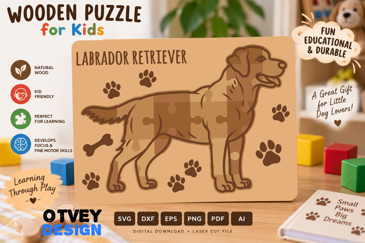 Kids Dog Puzzles SVG Educational Puzzles Laser Cut