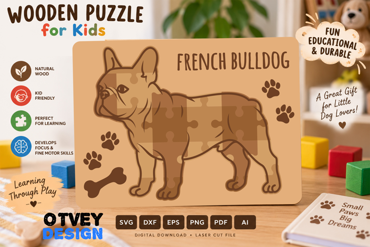 Kids Dog Puzzles SVG Educational Puzzles Laser Cut