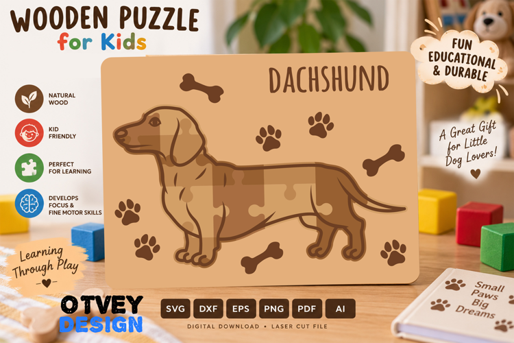 Kids Dog Puzzles SVG Educational Puzzles Laser Cut