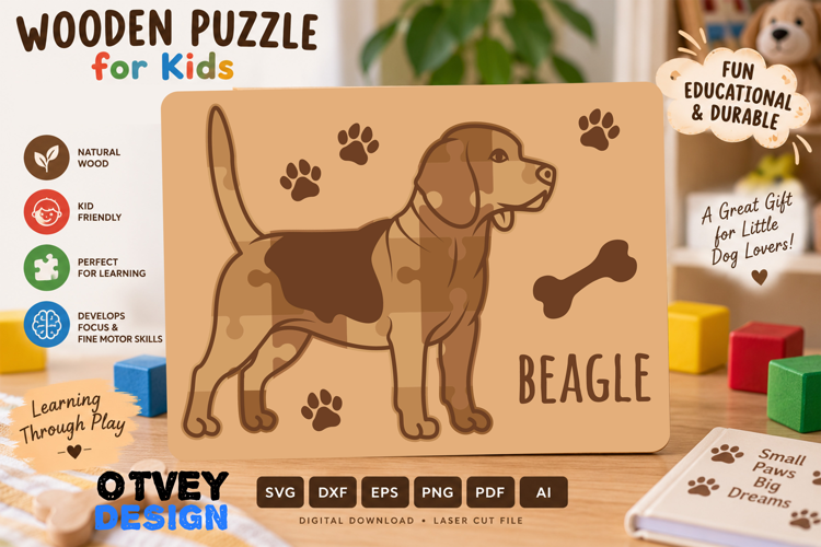 Kids Dog Puzzles SVG Educational Puzzles Laser Cut