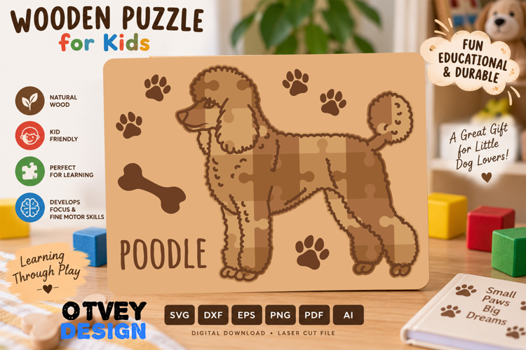 Kids Dog Puzzles SVG Educational Puzzles Laser Cut