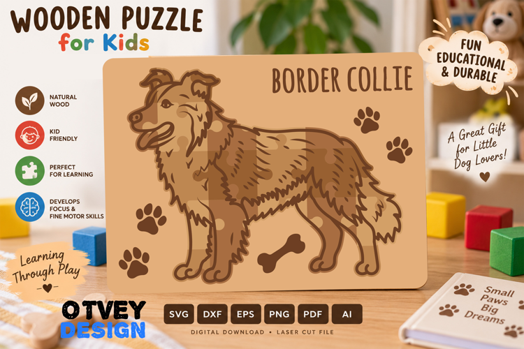 Kids Dog Puzzles SVG Educational Puzzles Laser Cut