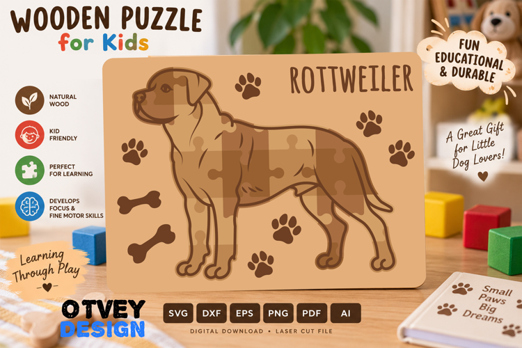 Kids Dog Puzzles SVG Educational Puzzles Laser Cut