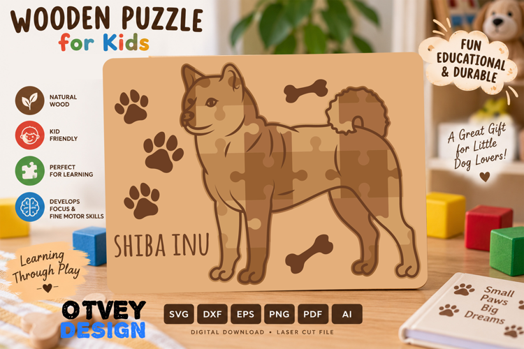 Kids Dog Puzzles SVG Educational Puzzles Laser Cut