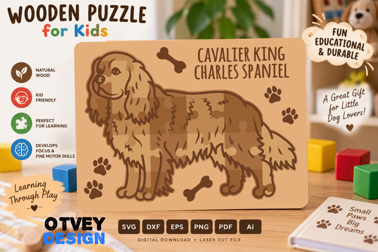Kids Dog Puzzles SVG Educational Puzzles Laser Cut