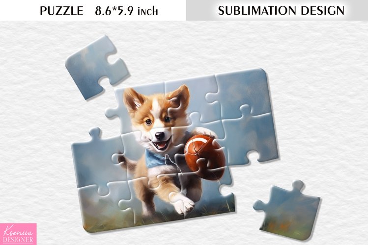 Cute Dog|American Football|Sublimation Design for Puzzle