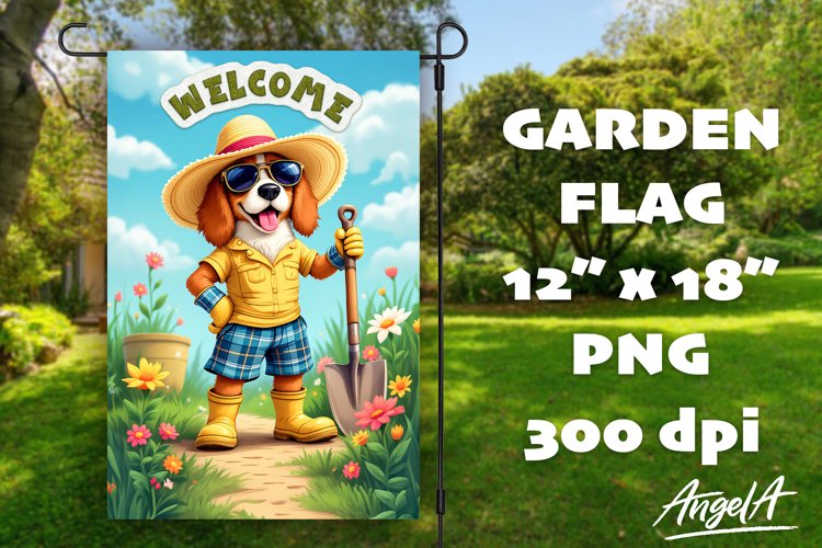 Dog Garden flag sublimation, welcome garden flag PNG