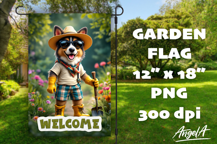 Dog Garden flag sublimation, welcome flag, german shepherd