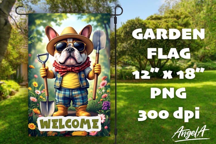 Dog Garden flag sublimation, welcome flag, American bulldog