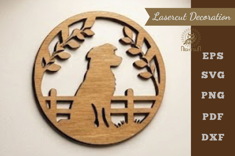 Dog Round Lasercut Decoration SVG