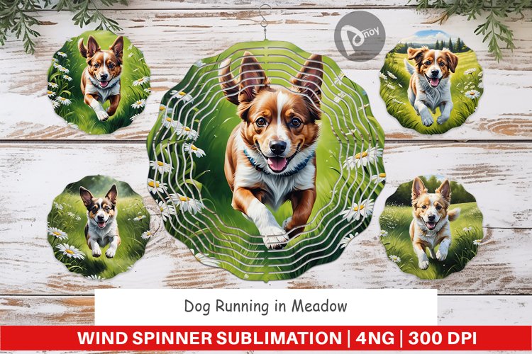 Wind Spinner Dog Running in Meadow