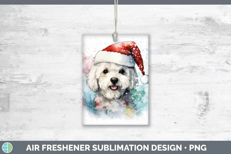 Dog Santa Hat Bichon Frise Air Freshener Sublimation Car Fre