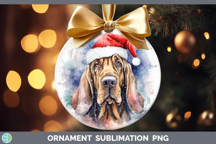 Dog Santa Hat Bloodhound Ornament Sublimation Bauble Designs