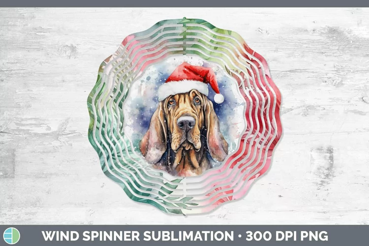 Dog Santa Hat Bloodhound Wind Spinner Sublimation Spinner De