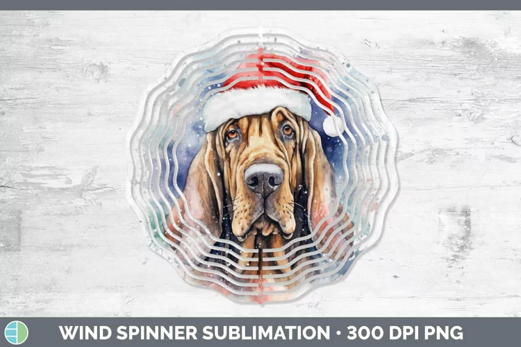 Dog Santa Hat Bloodhound Wind Spinner Sublimation Spinner De