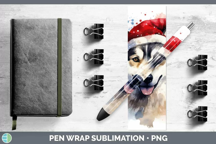 Dog Santa Hat Husky Pen Wrap Sublimation Epoxy Pen Designs