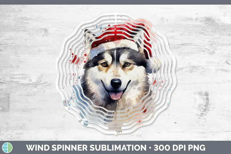 Dog Santa Hat Husky Wind Spinner Sublimation Spinner Designs