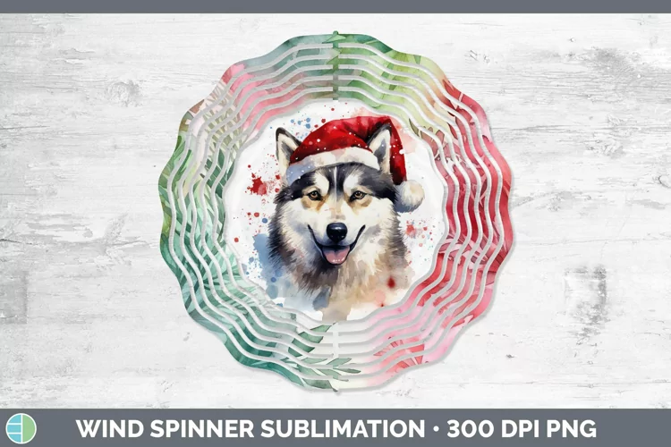 Dog Santa Hat Husky Wind Spinner Sublimation Spinner Designs
