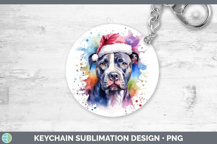 Dog Santa Hat Pit Bull Keychain Sublimation Keyring Designs