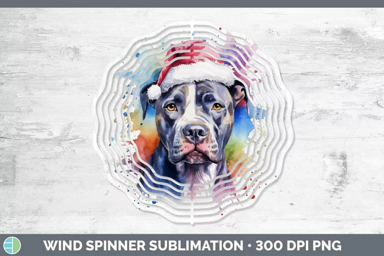 Dog Santa Hat Pit Bull Wind Spinner Sublimation Spinner Desi