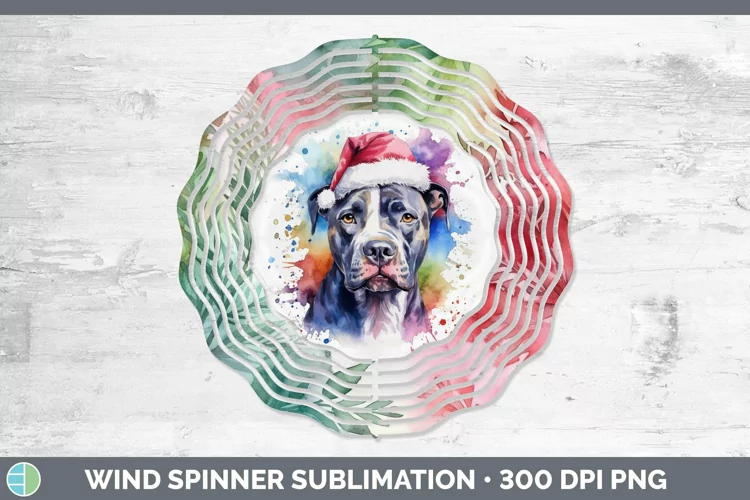 Dog Santa Hat Pit Bull Wind Spinner Sublimation Spinner Desi