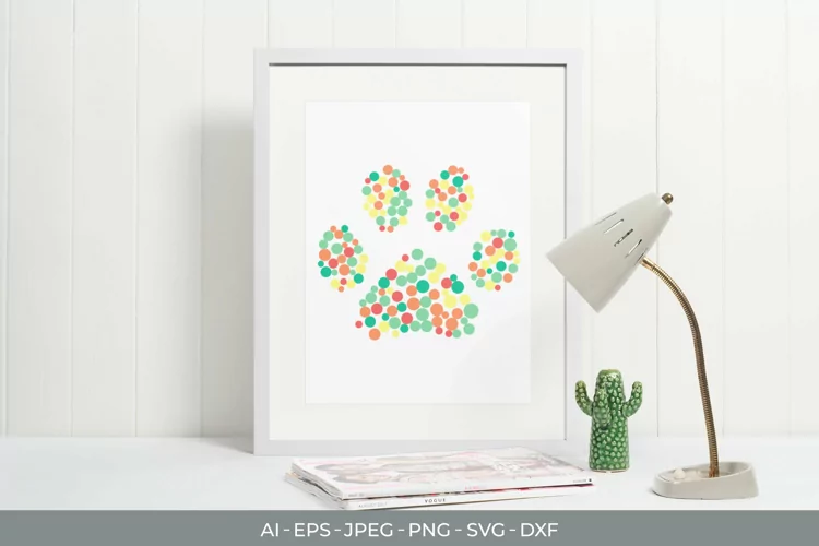 Dog Paw with Colorful Dots SVG