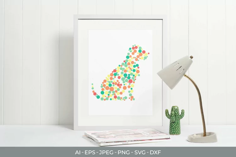 Dog Shape with Colorful Dots SVG