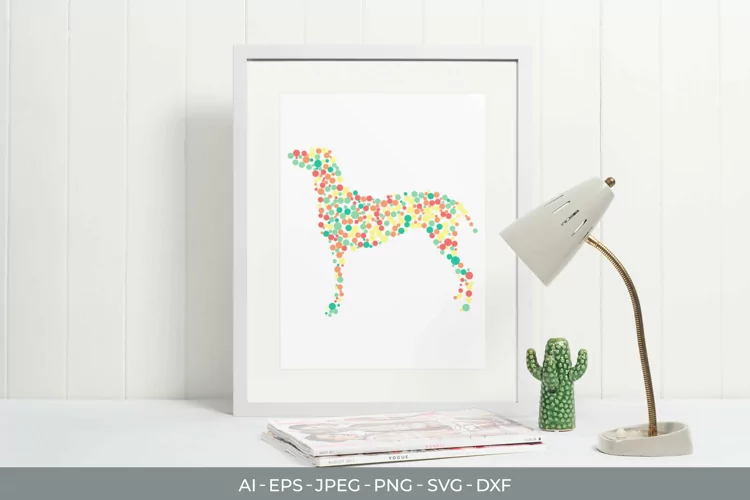 Dog Shape with Colorful Dots SVG