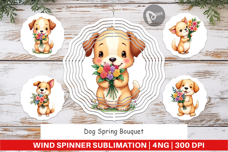 Wind Spinner Dog Spring Bouquet