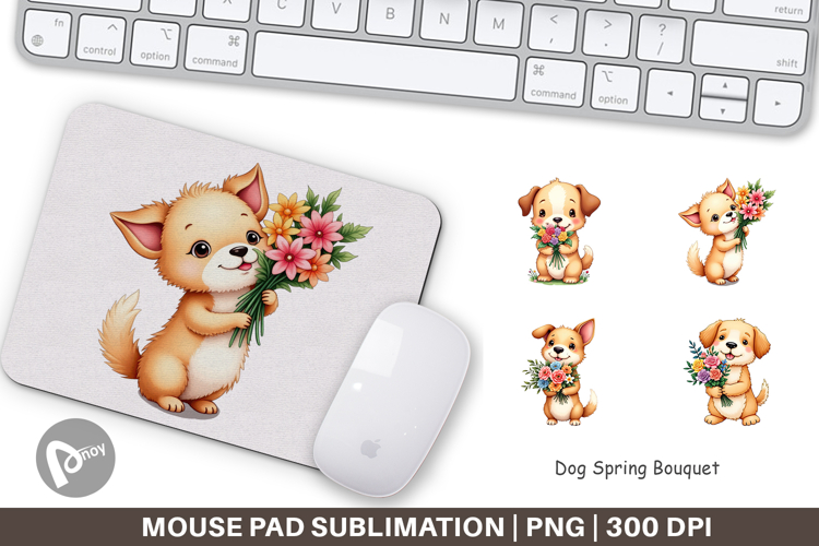 Mouse Pad Dog Spring Bouquet