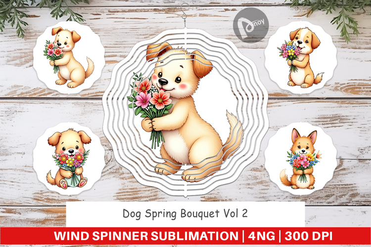 Wind Spinner Dog Spring Bouquet