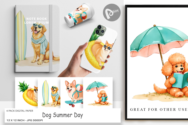 Digital Paper Summer Dog Day