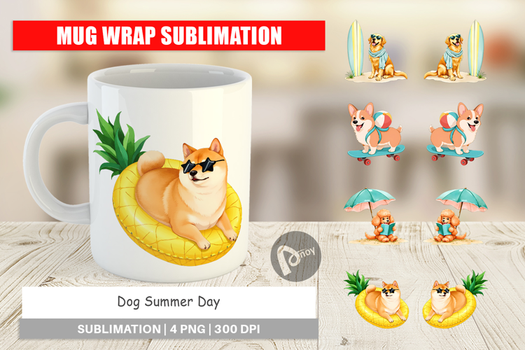 Mug Wrap Summer Dog Day