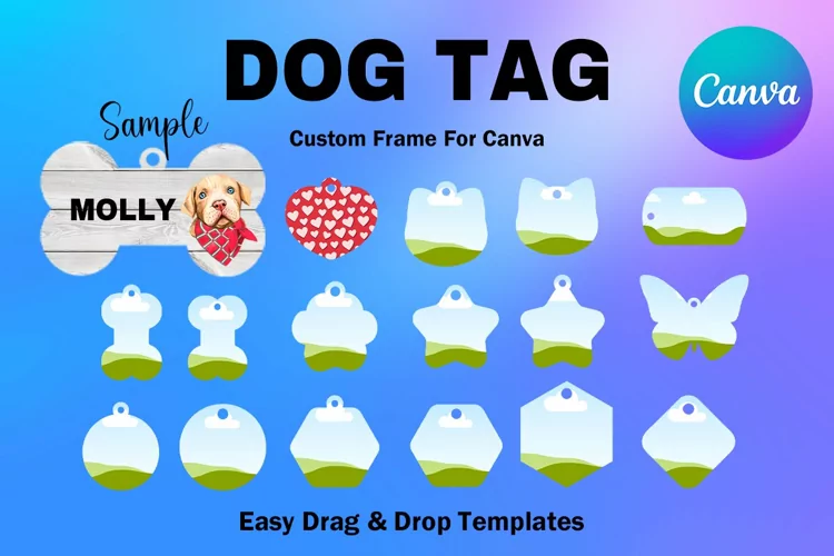 Dog Tag Canva Frame Pet Tag Frame Editable Template