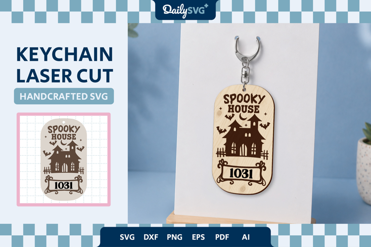 Haunted House Halloween Keychain SVG