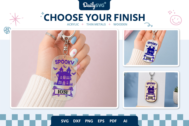 Haunted House Halloween Keychain SVG
