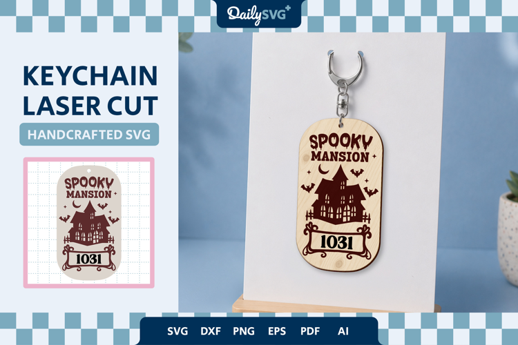 Haunted House Halloween Keychain SVG