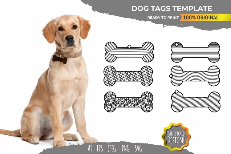 Dog Tags Template - Dog Bone Tag SVG