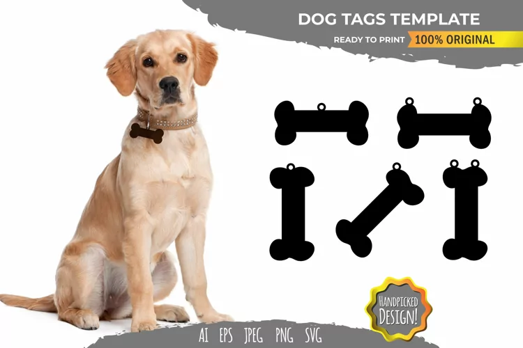 Dog Tags Template - Dog Bone Tag SVG