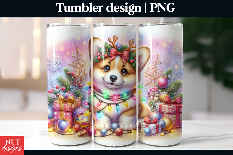 Corgi Christmas Lights Tumbler dog breed Christmas tumbler